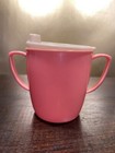 2 Vintage Baby Pink Yellow Plastic Toddler Sippy Cups — photo 4