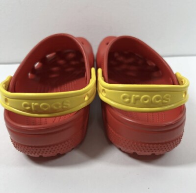 Crocs Men’s Lucky Charms Red Clog with Yellow Strap - M9 W11 Crocs Classic Lucky Charms Mens 9 Womens 11 Red Cerel Clogs  main image 4