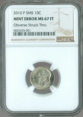 2010 P ROOSEVELT DIME NGC SMS MS67 FT MINT ERROR QUALITY✔️