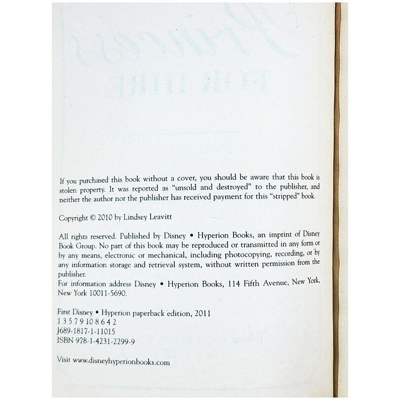 Princess for Hire by Lindsey Leavitt (First Edition, 2011, Paperback