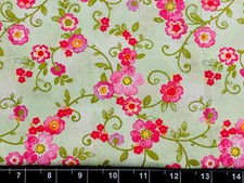 Tina Scrap Floral Flower Garden Moda Leaves Swirls FABRIC 9"x21" COTTON