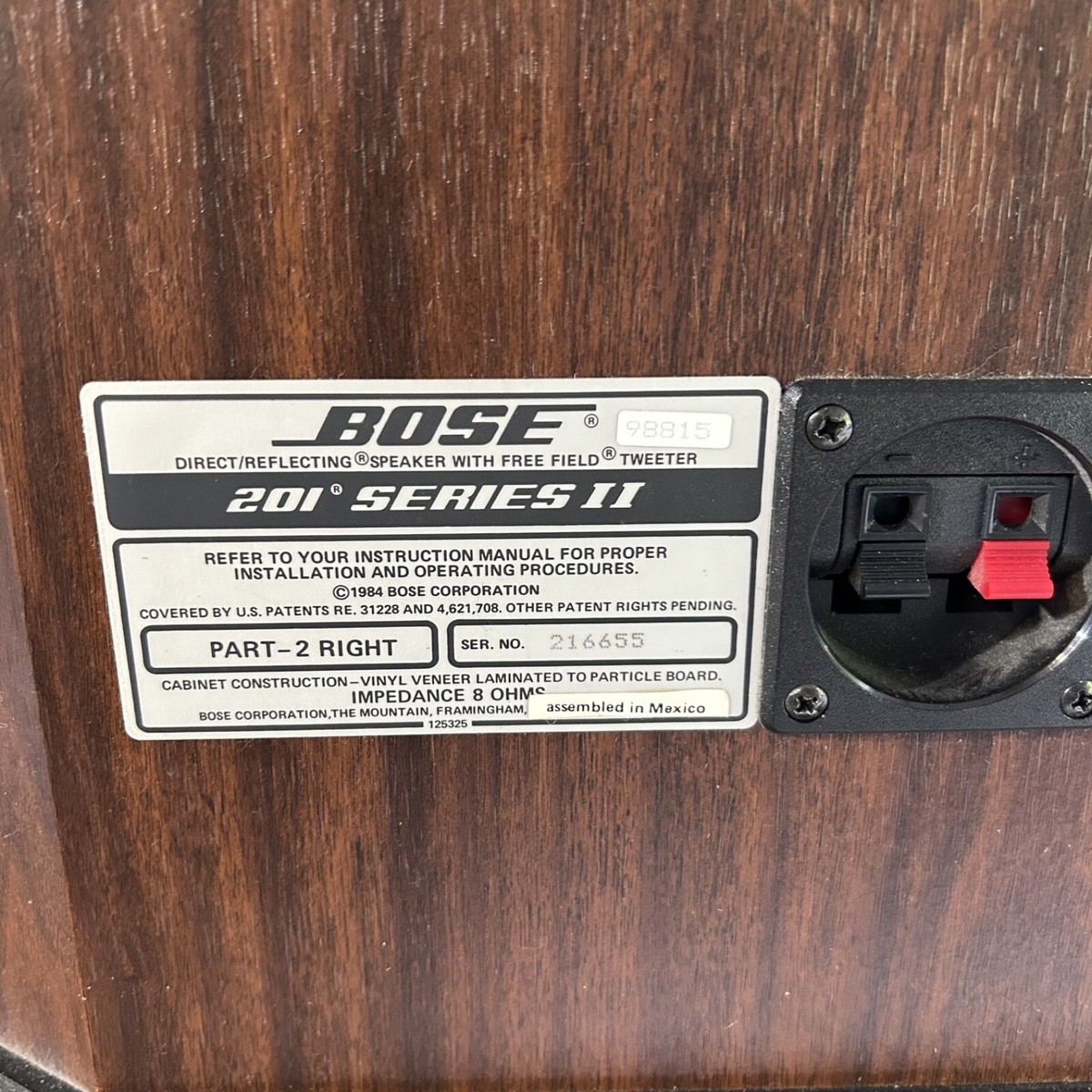 VINTAGE BOSE Model 201 Series II Stereo Bookshelf Speakers - Wood
