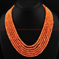 Natural 6 Strand 2x4mm Orange Carnelian Faceted Rondelle Beads Necklace 17-22"