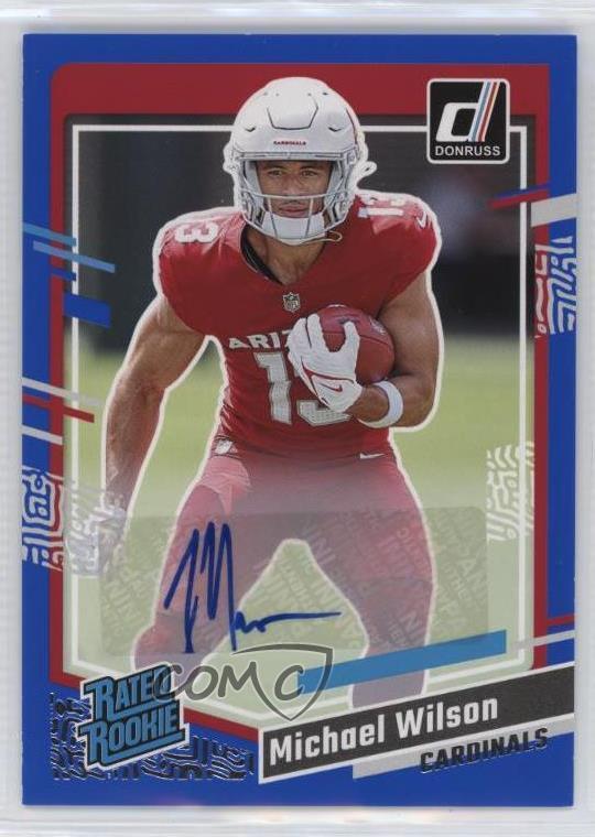 2023 Panini Donruss Rated Rookie Blue Auto Michael Wilson #303 Rookie Auto RC