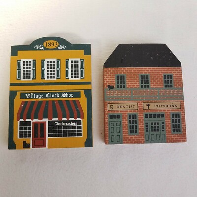 Cat's Meow Village Shelf Sitter*1986 Village Clock Shop*1987 Dentist Physician