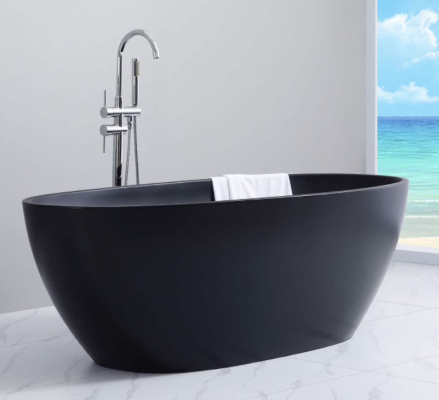Matt Black 1650 x 700mm Double Ended Freestanding Bath eBay