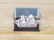 Dollhouse Coffee Tea Set Teapot Teacup Reutter Porcelain 1:12 Scale Miniature