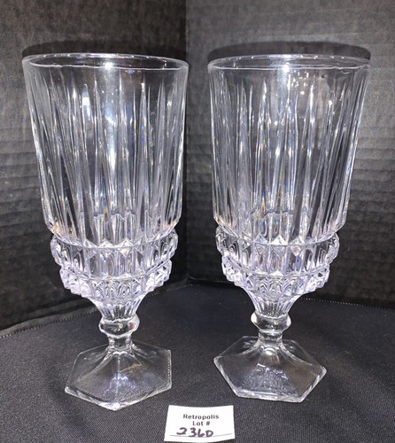2 vasos transparentes de té de agua Fostoria Heritage transparentes de 10 oz 7 1/8" vajilla de bar vintage - Imagen 7 de 7