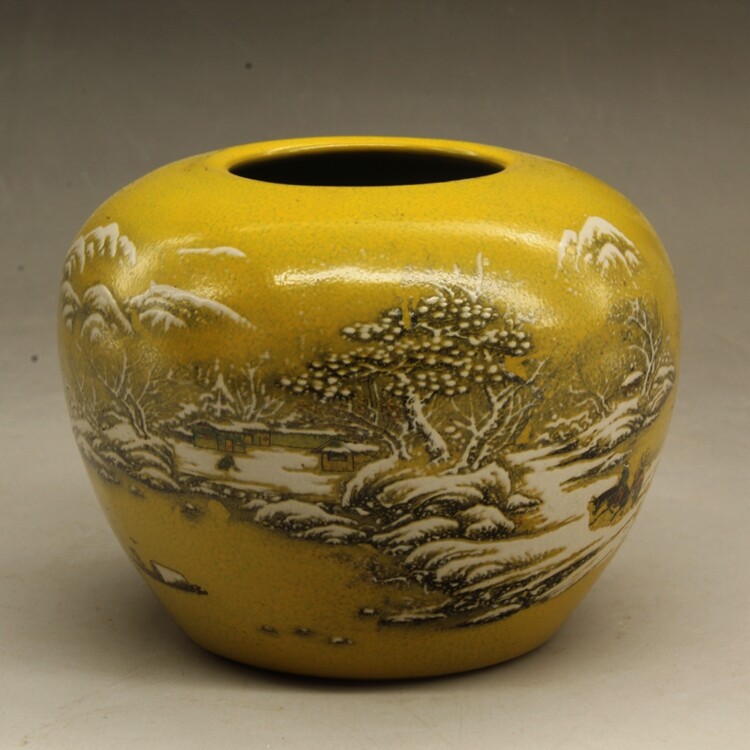 Boutique Chinese Yellow Glaze Hand Drawn Snowscape Tea Pot S546 | eBay