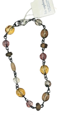 Lia Sophia Autumn Spice Pink/Yellow  Beaded Chain Bracelet