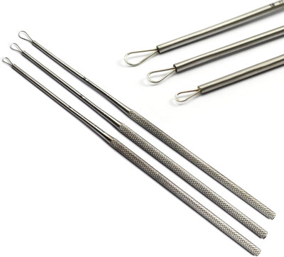 3 Pcs Billeau Safe Ear Curettes with Loops Flexible Ear Surgica