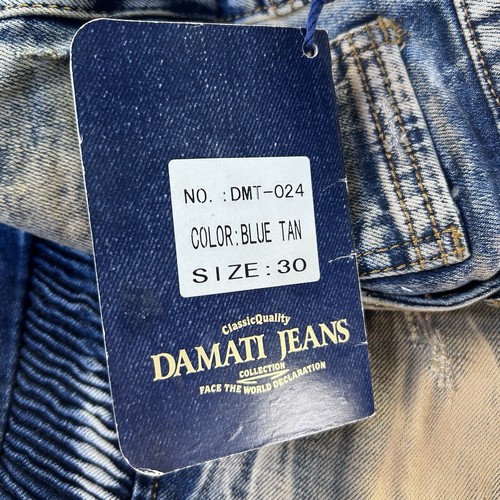 Damati Herren Motto Jeans 30X32 Blau Distressed Acid Wash 90’s Hip Hop Urban Wear - Bild 7 von 20