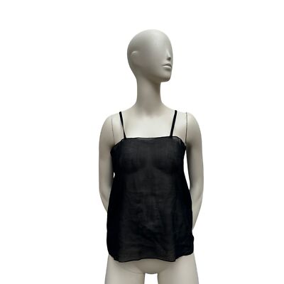 Chanel Vintage Black Sheer Silk Tank Top Size 36 S