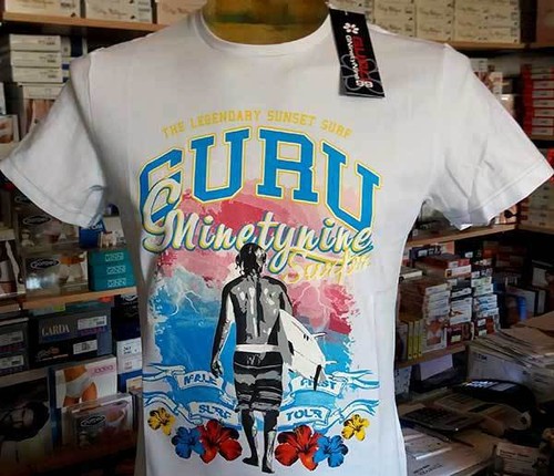 T-shirt maglia uomo Guru manica corta girocollo con stampa logo surf art  G992153 | eBay