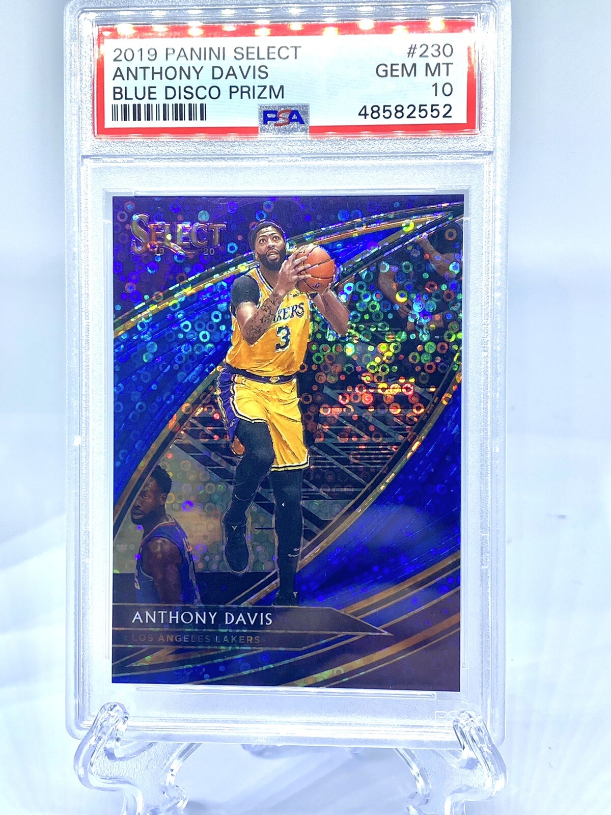 Anthony Davis /25 SP 2019 Select Courtside Blue Disco Prizm Lakers #230 PSA 10