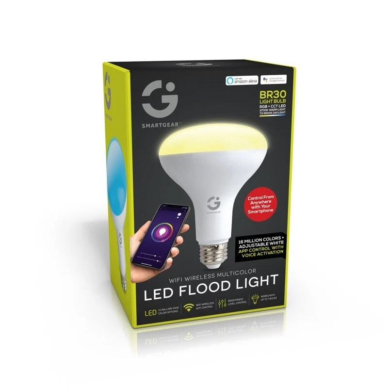SMARTGEAR Multicolor LED Flood Light Bulb Amazon Alexa Google App Control