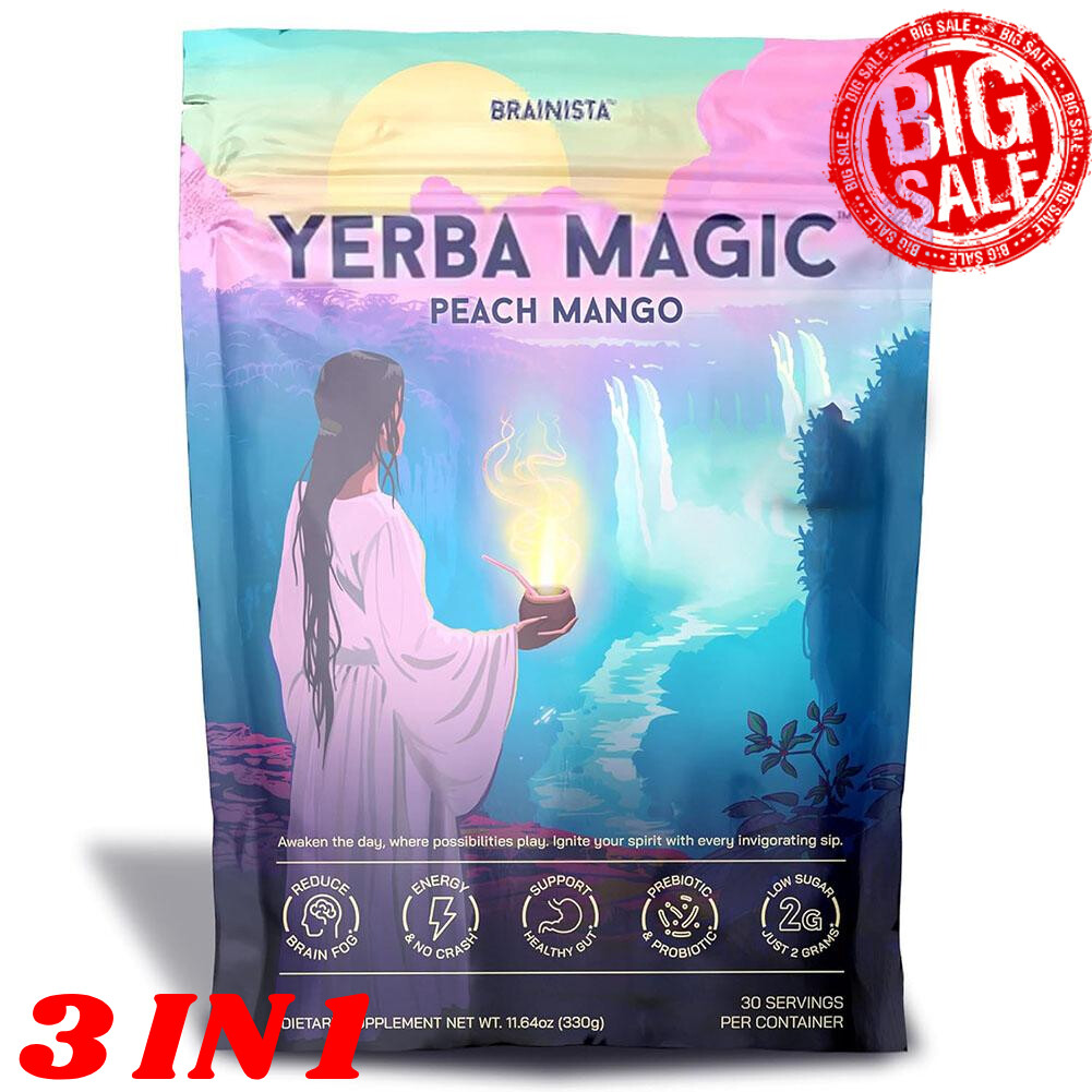 Yerba Magic Peach Mango Yerba Mate Instant Tea Powder - 30 Servings