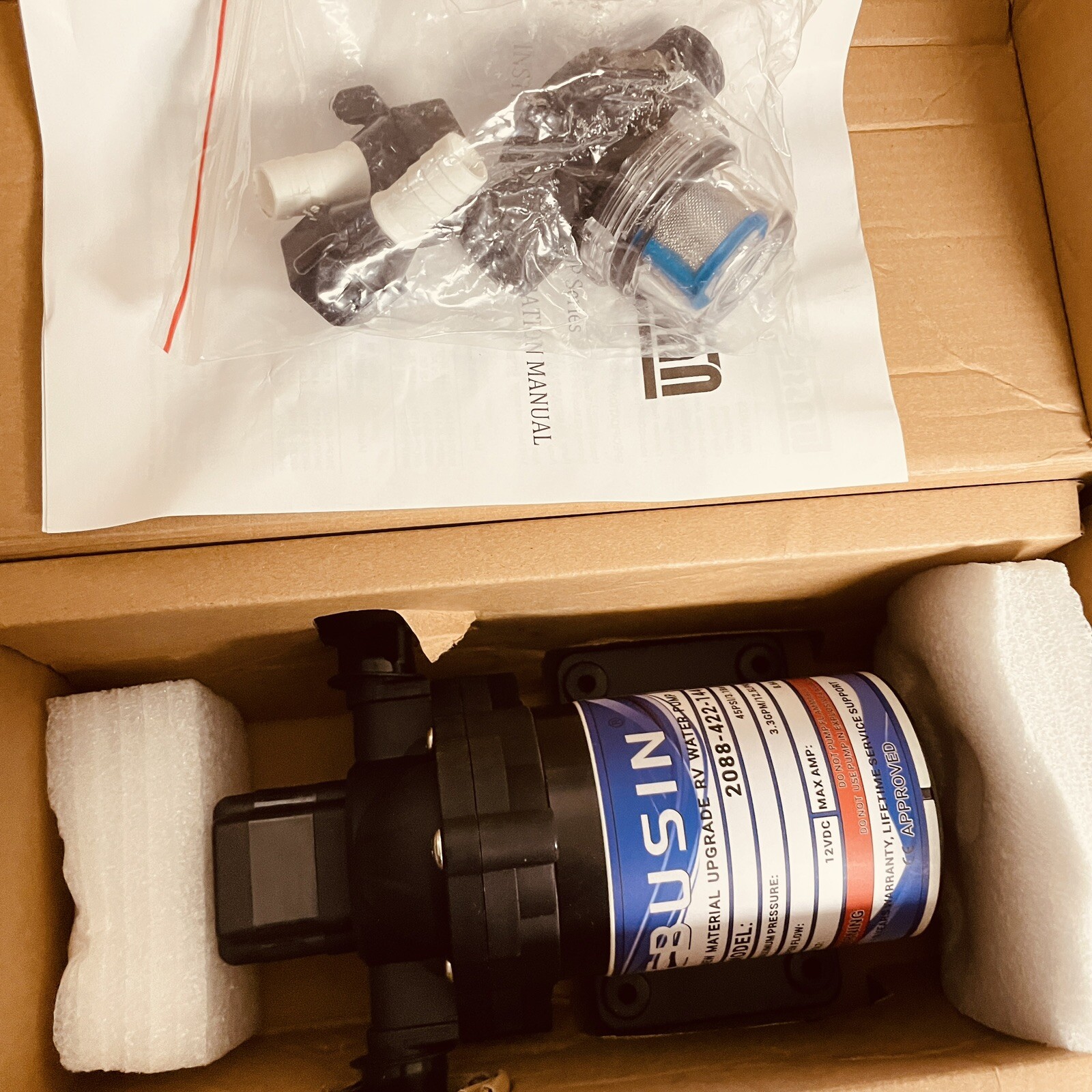 EBUSIN 2088-422-144 RV Diaphragm Water Pump, 3.3GPM 12V 45PSI