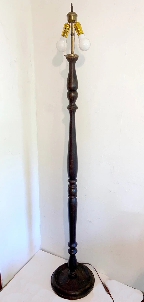 Traditional wooden outlet floor lamp