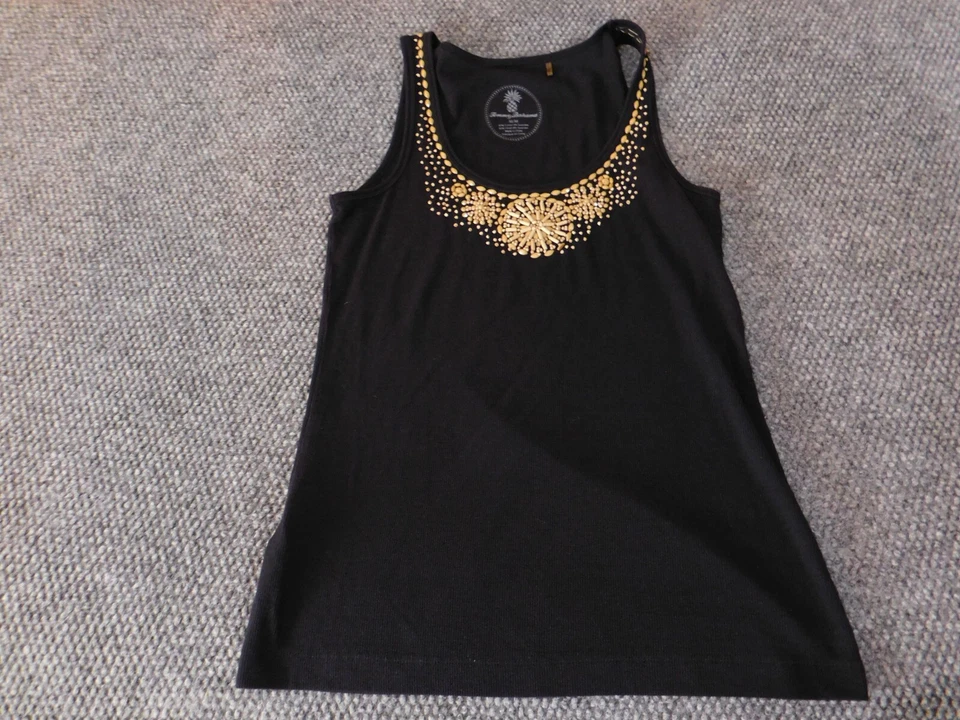 Tommy Hilfiger 女式衬衫中号黑色套头弹力背心装饰 — 第 2/4 张图片