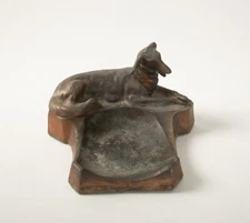 Bronzed Metal Dog Ashtray (C5L) Grayhound (JSF6) Borzoi Russian Wolf Hound