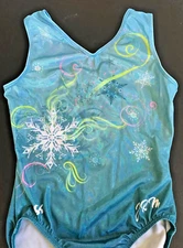 GK Elite Leotard AMTurquoise Foil Adult Medium Janet Rothenburg Memorial