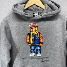 TDL Coming To America Bear Hoodie Mens Small Gray The Dirt Label Made in USA