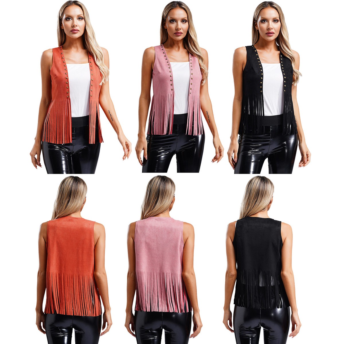 Fringe Vest Womens Vintage Western Tops Classic Suede