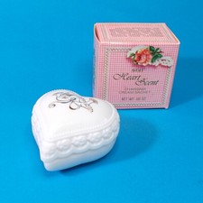 Tarro de vidrio vintage años 70 Avon HEART SCENT crema .66 oz corazón amor pájaros y caja