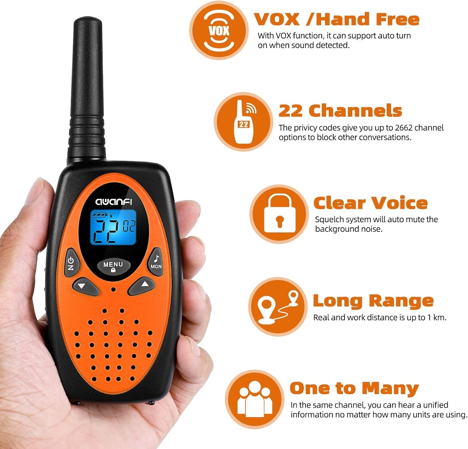 Walkie Talkies for Adults Kids, Rechargeable 22 Channels Two Way Radio for Gifts