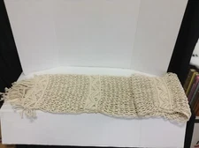 Frontgate Braided Fringed Kitchen Dining Sofa Table Runner 13x108 Ivory