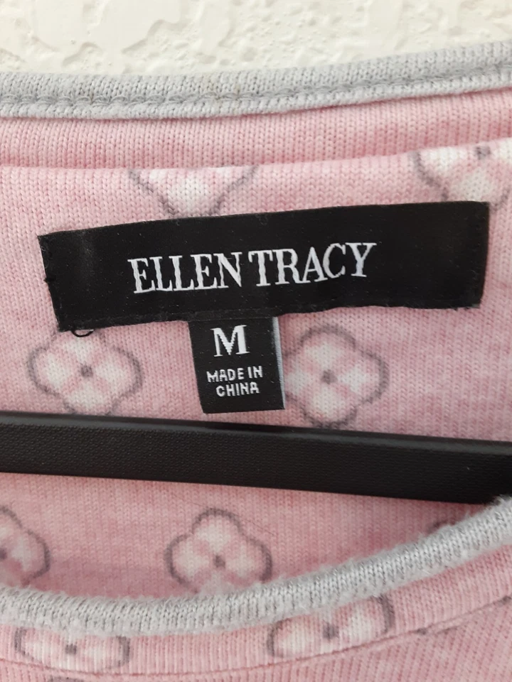 Camisón para mujer Ellen Tracy talla M rosa blanco estampado hasta la rodilla SUAVE Foto 2 de 4