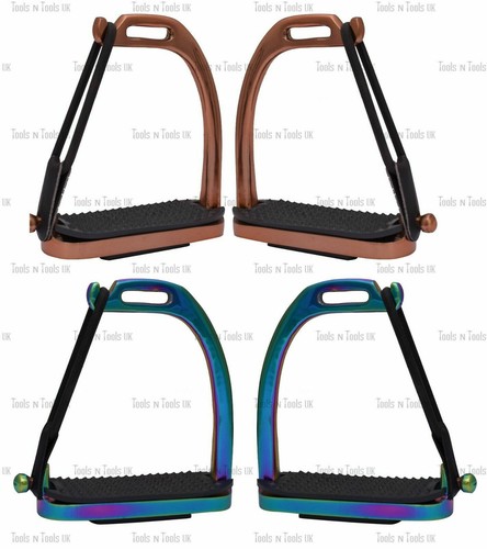 PLASMA COATING 4.75" PEACOCK SAFETY STIRRUPS HORSE RIDING IRONS STAINLESS STEEL