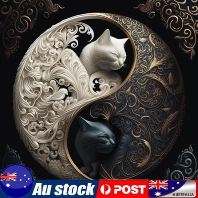 5D DIY Full Round Drill Diamond Painting Yin Yang Tai Chi Cat Home ...