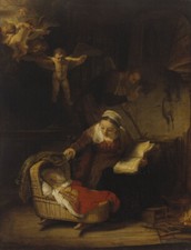 Rembrandt - The Holy Family with Angels Giclee Fine Art Print on Canvas 48"