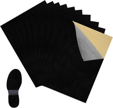 10 Pcs Stick-On Faux Suede Soles for Dance Shoes, 11.8 X8.3 Black Suede Sheets
