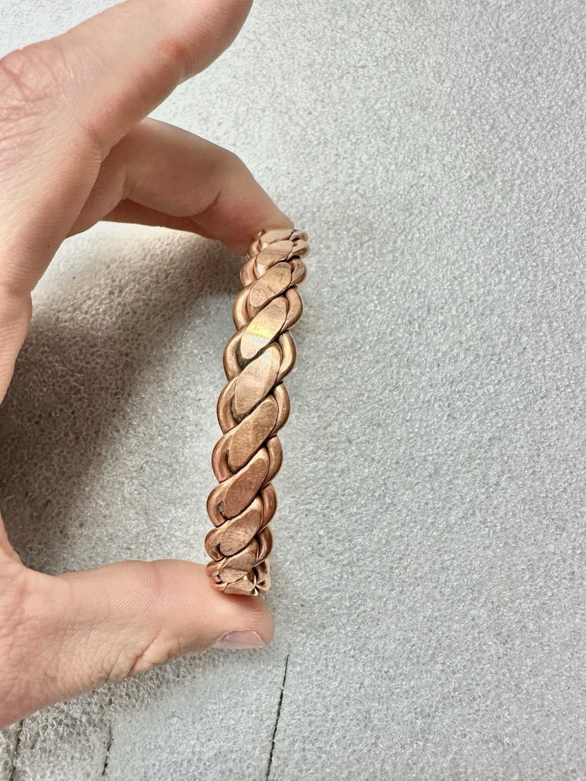 Solid COPPER Flattened Cubano Link Cuff Bracelet - image 8
