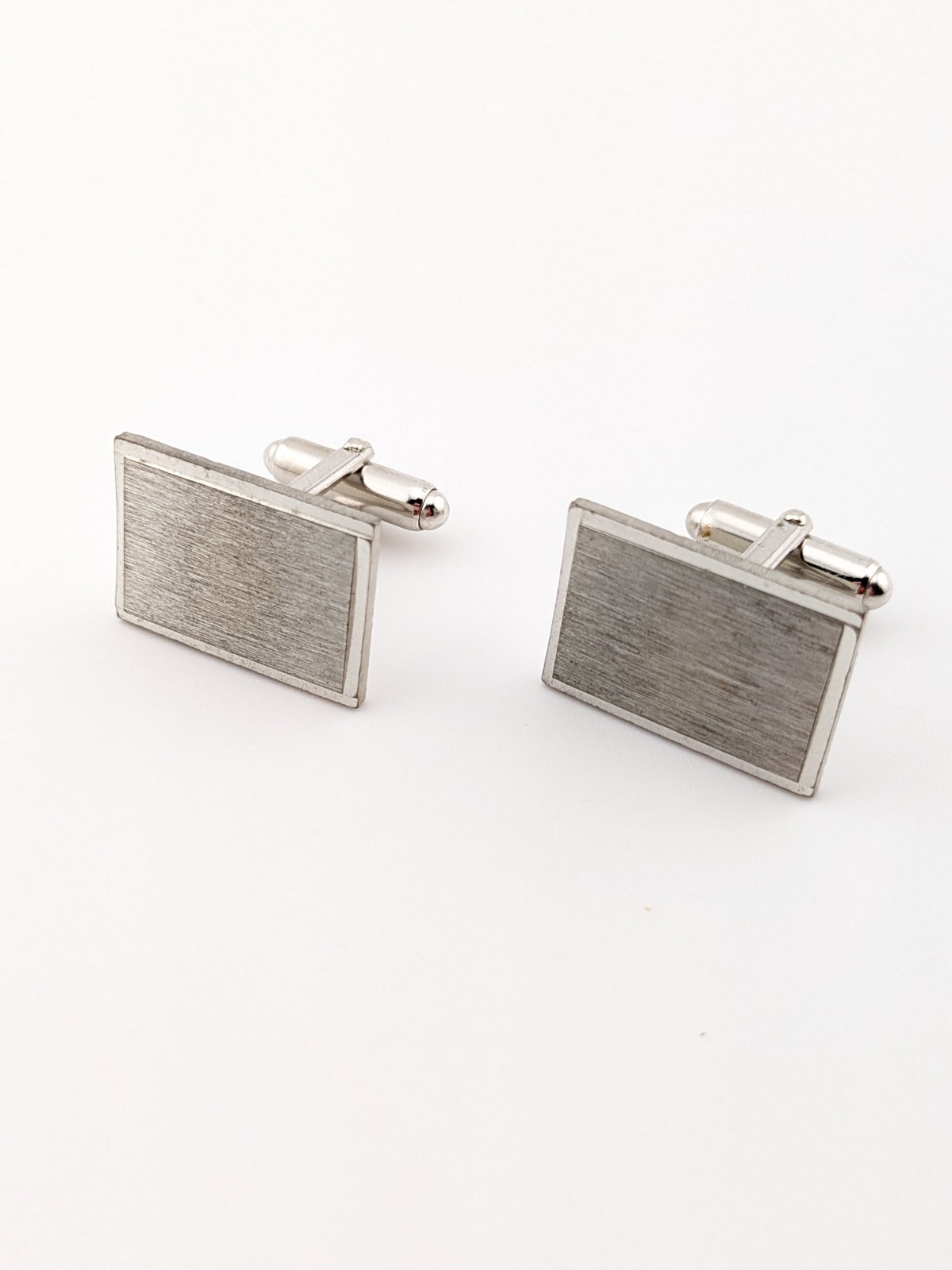 Vintage Anson Rectangular Cufflinks Silver Tone T… - image 2