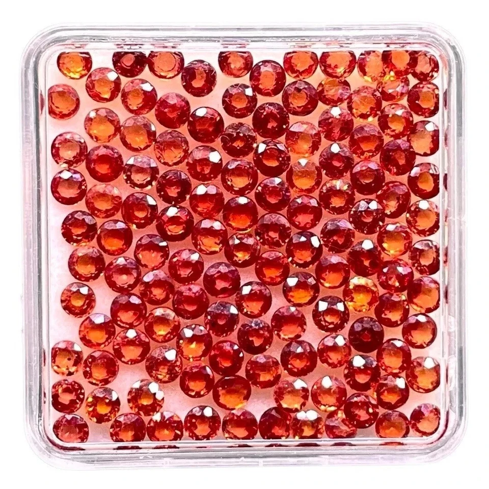 Lote de 10 piezas de piedras preciosas sueltas de corte redondo de 6 mm de zafiro naranja natural para joyería Foto 3 de 4
