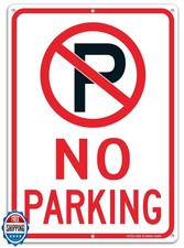 No Parking Sign With Symbol Sign, 14 x 10 Inches Reflective .40 Rust Free Alu