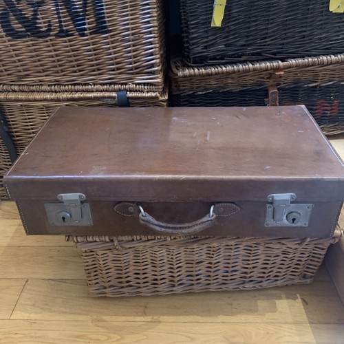 Antique Brown Leather Suitcase
