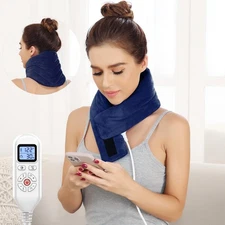 JOBYNA Heating Pad for Neck, Hands-Free Electric Heated Neck Wrap for Pain Re...