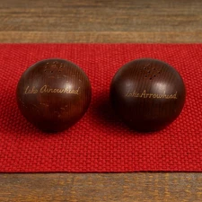 Vintage Lake Arrowhead Wooden Knob Salt & Pepper Shakers Souvenir Rustic Cabin