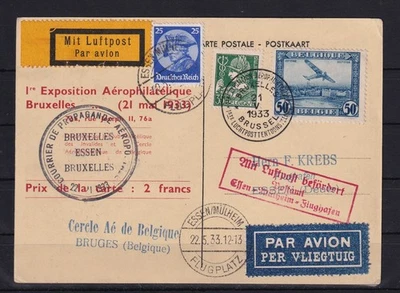 AU648) Postal aérea Bélgica 1933 a Essen motivo Sabena - Imagen 1 de 2