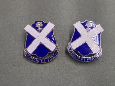 Vintage Lot Of 2 WW2 US Army 113th Infantry Regiment Pins Fidelis Et Fortis