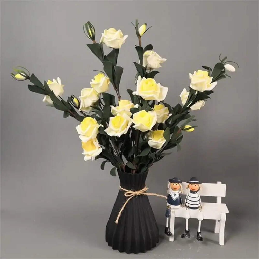 Plastic Vases Anti-ceramic Unbreakable Basket Imitation Rattan Flower Vase For H thumbnail 21