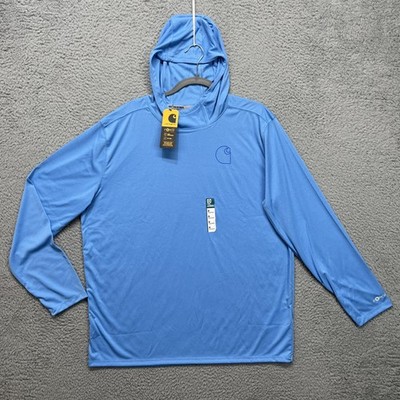 Carhartt Hooded Shirt Mens XL Blue Force Sun Defender UPF 50 Relaxed TK6165-M