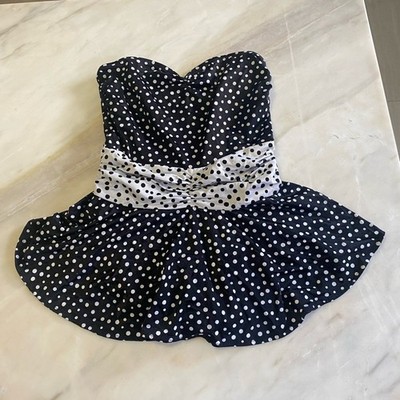 vintage ilgwu black white polka dot swim dress 50s 60s strapless mainstream S/M | eBay vintage ilgwu black white polka dot swim dress 50s 60s strapless mainstream S/M | eBay