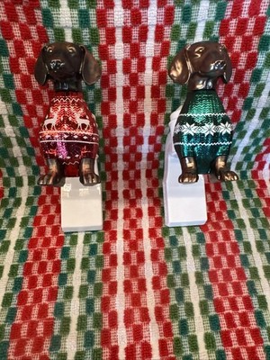 Bath&BodyWorks Dash Hound Dog s Green ,Red Sweater Wallflower Fragrance Plug Ins