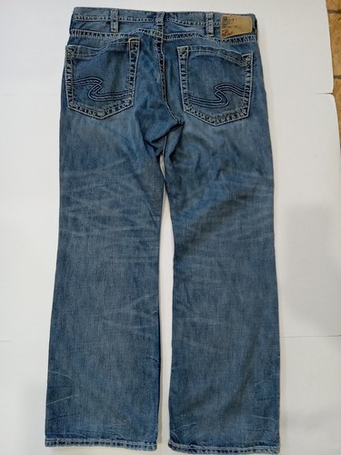 Silver Jeans Grayson Straight Leg Mens Blue 36x32 Stretch Dark Wash Whiskering - Bild 6 von 8